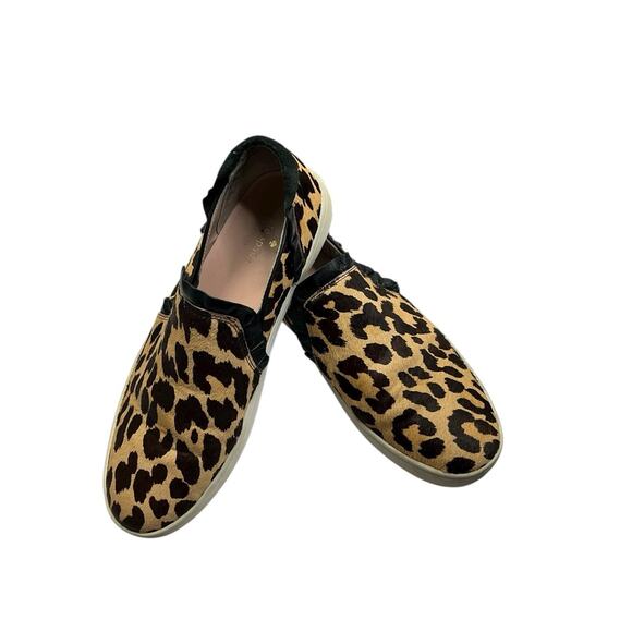 Kate Spade Ruffle Trim Leopard Print Calf Hair Slip On Sneakers Women’s Size 9 - Picture 2 of 10